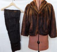 Short vintage fur jacket in black and brown stranded, labelled 'Frances Furriers, Epsom' and a
