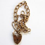 9ct gold link bracelet with padlock clasp, 10g