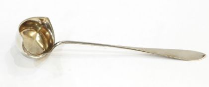 Possibly Austrian or German silver-coloured metal toddy ladle with parcel-gilt bowl and lancellate