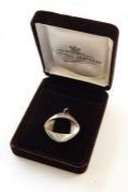 Georg Jensen silver pendant, abstract design, No.190 by Henning Koppel, in box