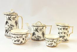 Thomas Goode Hammersley 5820 'Black Bamboo' part tea and coffee service including teapot, coffee