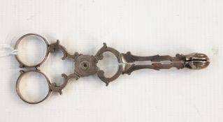 Pair of Georgian white metal (probably silver) sugar nips, marked with a crowned 'GH' (2)  Re: