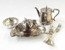 Large quantity of silver plated flatware including large ladle, teaspoons, forks, serving spoons,