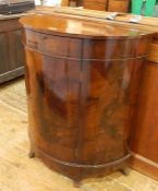 Early 20th century Georgian style demi-lune side cabinet with small central frieze drawer,