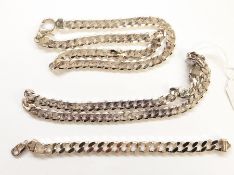 Five assorted silver necklaces and bracelets, 14 troy oz/435g