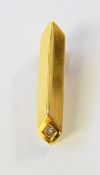 18ct gold elongated chevron bar pendant set with single diamond