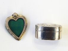 George III silver vinaigrette (lacking grille), oval with chased seaweed decoration with wavy and