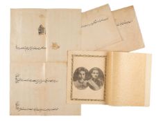 A Royal Marriage invitation for the wedding of Shah Mohammed Reza Pahlavi to Princess Fawzia Faud of