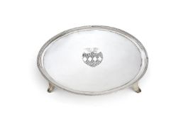 A George III silver circular salver by Henry Chawner