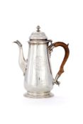 A George II silver straight-tapered coffee pot by Richard Gurney & Co.
