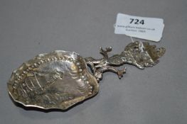 Embossed Decorated Silver Caddy Spoon - Edinburgh