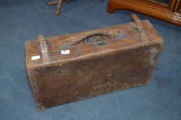 Brown Leather Suitcase with Brass Fittings