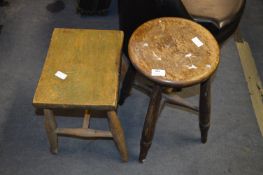 Elm Stool and a Pine Stool