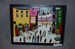 Lowry Style Oil on Canvas Signed W.F. Burns