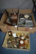 Three Boxes Containing Barometer, Mantel Clocks, C