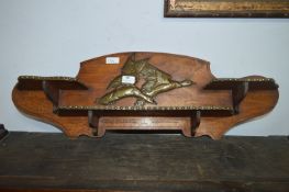 Pokerwork Wooden Wall Mounted Shelf with Embossed