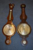 Two Wall Mounted Banjo Barometers