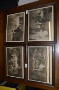 Set of Four Oak Framed Prints by F.D. Millet