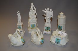 Collection of Seven Crested Ware Figures with Hull