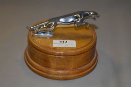 Chrome Jaguar Car Mascot on Wooden Base