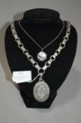 Hallmarked Silver Locket with White Metal Chain an