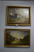 Pair of Framed Oil Paintings on Board 