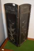 Japan Black Lacquer and Mother of Pearl Fire Scree
