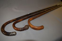 Three Walking Stick (One with Silver Tip)