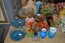 Twenty Two Pieces of Coloured Glassware, Carnival