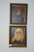 Pair of Portrait Paintings on Canvas 