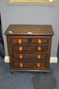 Oak Inlaid Two over Three Apprentice Chest of Draw