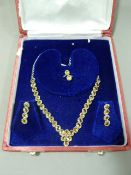 White Metal & Amber Colour Stones Jewellery Set; N
