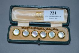 Gold Plated & Mother of Pearl Cased Set of Six Stu