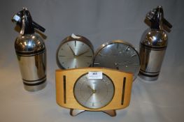 Two Metamec Clocks, Another Clock and Two Soda Sip