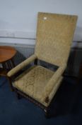 Oak Barley Twist Framed Floral Upholstered Highbac
