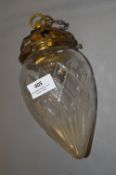 Cut Glass Teardrop Ceiling Light with Brass Galler
