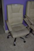 *Executive Swivel Chair in Cream Leather on Chrome