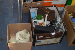 Box of Teaware, Cutlery, Gents Vanity Set, etc.