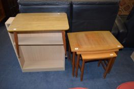 Teak Nest of Tables, Beech Effect Shelf Unit and a