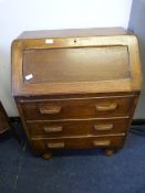 Oak Bureau with Three Drawers