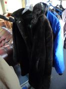 Acrylic Knee Length Fur Coat Size:10