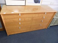 Beech Effect Eight Drawer Sideboard Cabinet