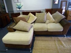 Brown Leather Suede L-Shaped Corner Suite