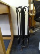 Black Wrought Metal Fireside Companion Set