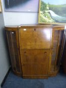 1940's Walnut Side-by-side Bureau Display Cabinet