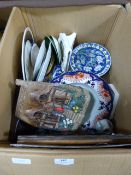 Large Box of Decorative Plates, Ornaments, Mirror,