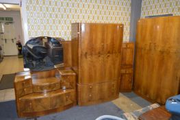 1940's Walnut Four Pierce Bedroom Suite; Ladies an