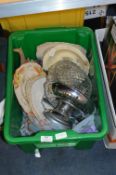 Box Containing Decorative Plates, Glass Bowls, Cut