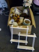 Box Containing Decorative Vases, Wall Shelf, Glass