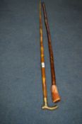 Two Walking Sticks; One with Brass and One Bone Ha